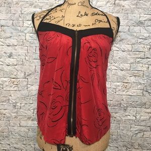SILENCE + NOISE | Zippered Silk Tank | Red | S